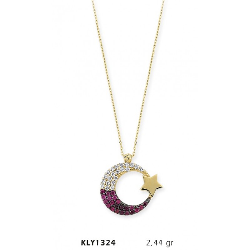 14 Ayar Altın Renkli Ayyıldız Kolye KLY1324