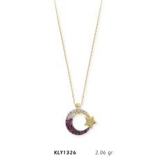 14 Ayar Altın Renkli Ayyıldız Kolye KLY1326