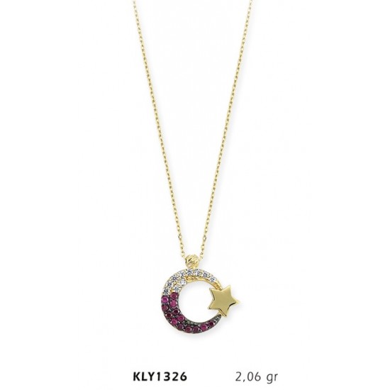 14 Ayar Altın Renkli Ayyıldız Kolye KLY1326