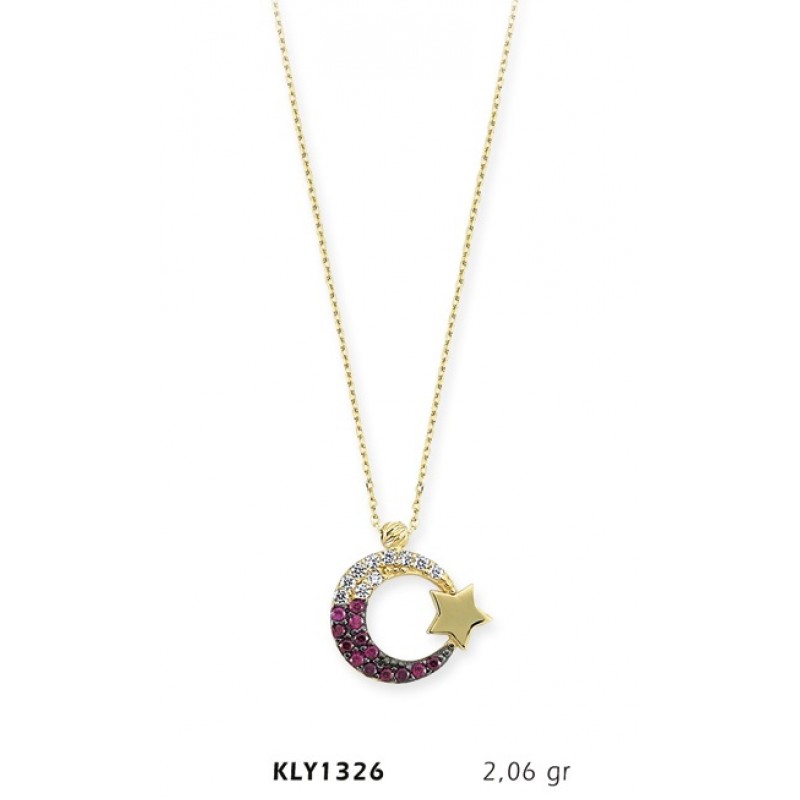 14 Ayar Altın Renkli Ayyıldız Kolye KLY1326