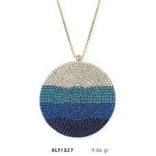 14 Ayar Altın Mavi Daire Kolye KLY1327