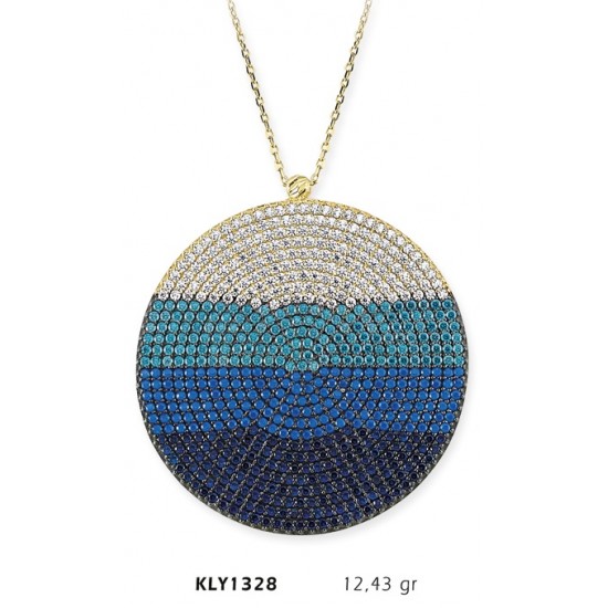14 Ayar Altın Mavi Daire Kolye KLY1328 14 Ayar Altın Mavi Daire Kolye KLY1328