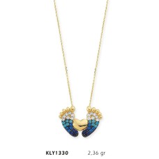 14 Ayar Altın Mavi Bebek Ayağı Kolye KLY1330