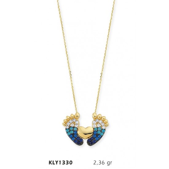 14 Ayar Altın Mavi Bebek Ayağı Kolye KLY1330 14 Ayar Altın Mavi Bebek Ayağı Kolye KLY1330