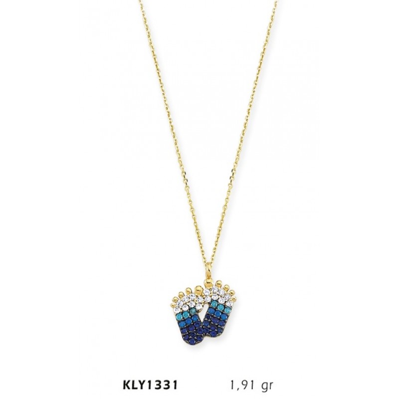 14 Ayar Altın Mavi Bebek Ayağı Kolye KLY1331