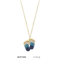 14 Ayar Altın Mavi Bebek Ayağı Kolye KLY1332