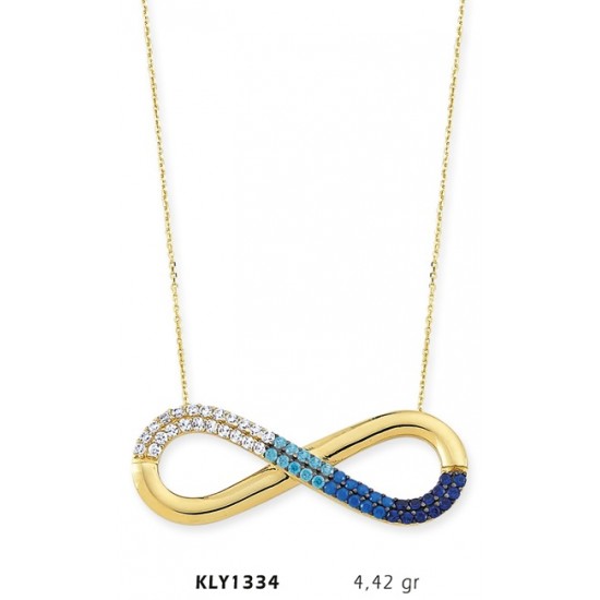 14 Ayar Altın Mavi Sonsuzluk Kolye KLY1334