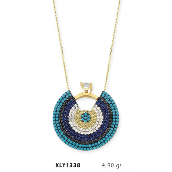 14 Ayar Altın Dilim Nazar Boncuğu Kolye KLY1338 14 Ayar Altın Dilim Nazar Boncuğu Kolye KLY1338