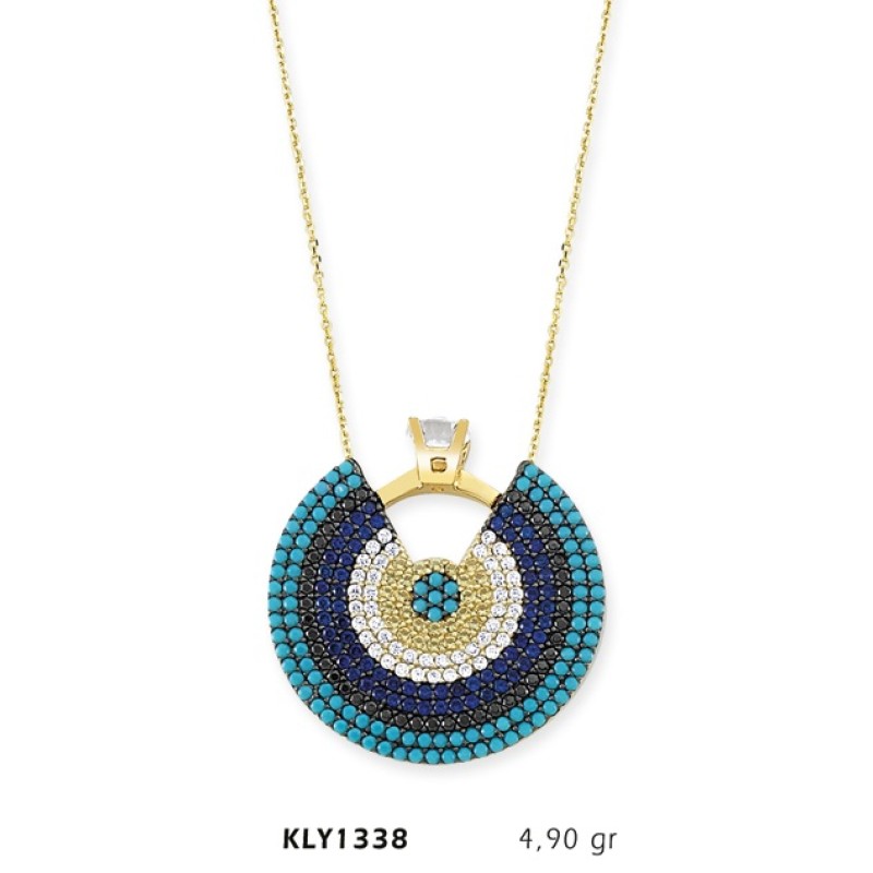 14 Ayar Altın Dilim Nazar Boncuğu Kolye KLY1338 14 Ayar Altın Dilim Nazar Boncuğu Kolye KLY1338