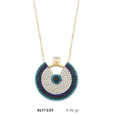 14 Ayar Altın Dilim Nazar Boncuğu Kolye KLY1339