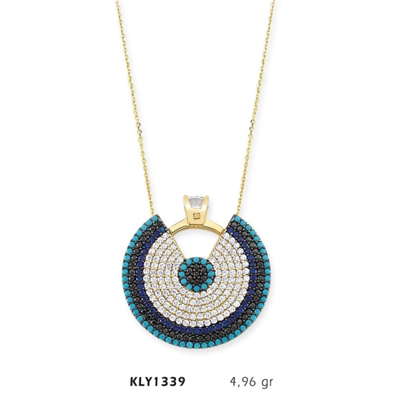 14 Ayar Altın Dilim Nazar Boncuğu Kolye KLY1339 14 Ayar Altın Dilim Nazar Boncuğu Kolye KLY1339