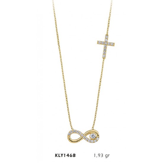 14 Ayar Altın Haç Sonsuzluk Kolye KLY1468