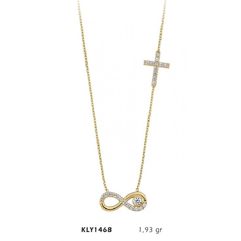 14 Ayar Altın Haç Sonsuzluk Kolye KLY1468