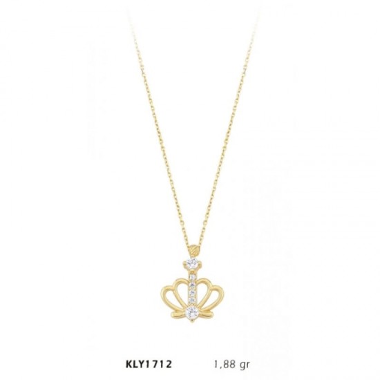 14 Ayar Taşlı Kral Tacı Kolye KLY1712 14 Ayar Taşlı Kral Tacı Kolye KLY1712