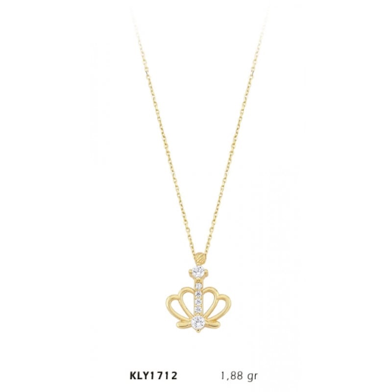 14 Ayar Taşlı Kral Tacı Kolye KLY1712 14 Ayar Taşlı Kral Tacı Kolye KLY1712
