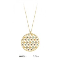 14 Ayar Renkli Taşlı Halka Kolye KLY1722