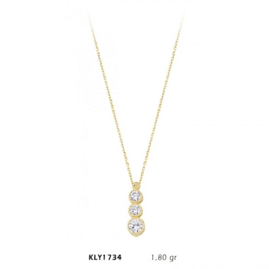14 Ayar Üçtaş Kolye KLY1734