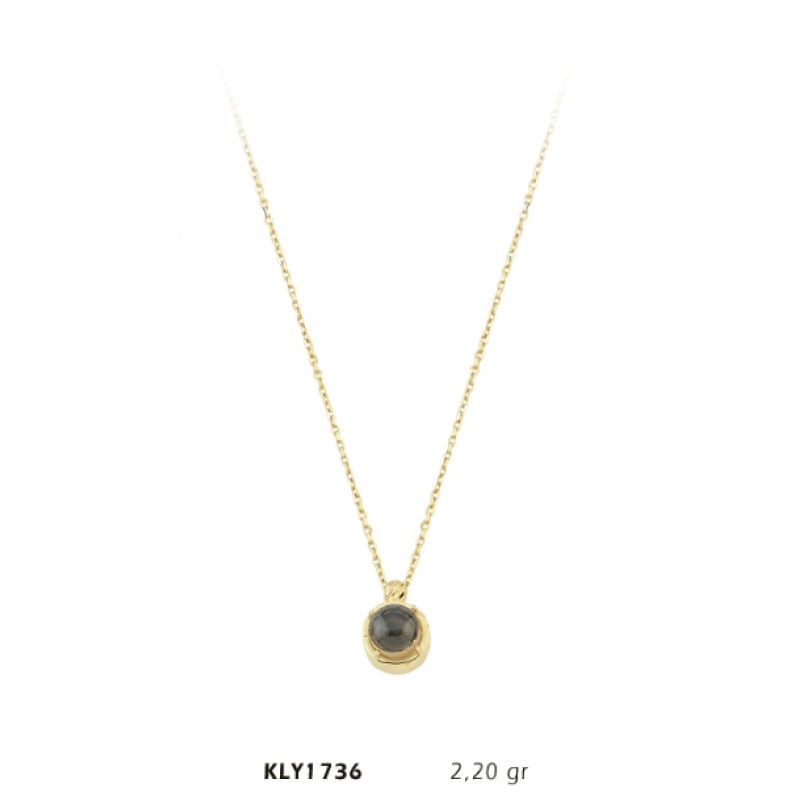 14 Ayar Siyah Boncuklu Altın Kolye KLY1736 14 Ayar Siyah Boncuklu Altın Kolye KLY1736