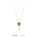 14 Ayar Yeşil Taşlı Kalpli Anahtar Kolye KLY1737