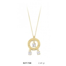 14 Ayar Halkalı Üçtaş Kolye KLY1738