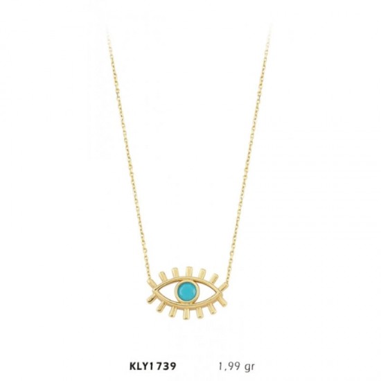 14 Ayar Mavi Boncuklu Göz Kolye KLY1739 14 Ayar Mavi Boncuklu Göz Kolye KLY1739