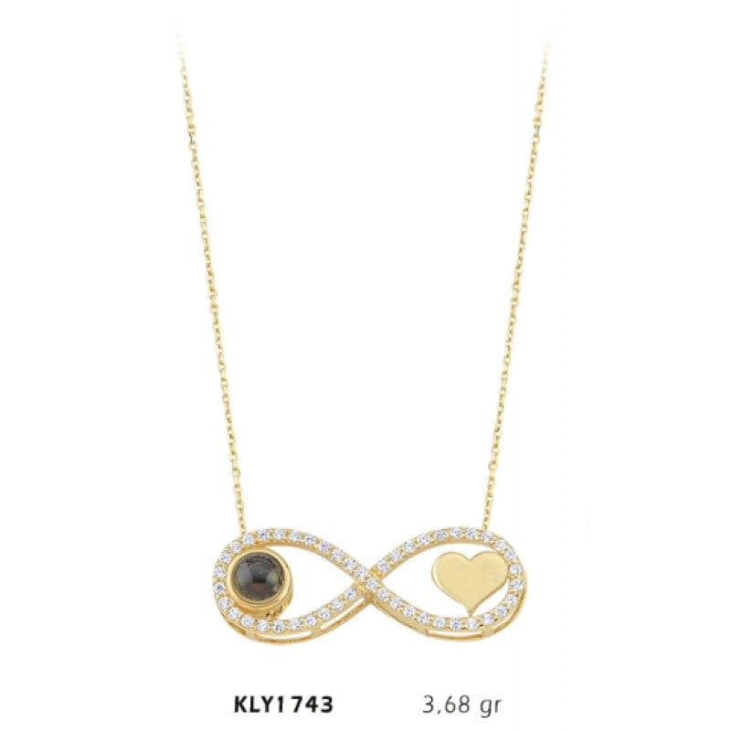 14 Ayar Seni Seviyorum Taşlı Sonsuzluk Kolye KLY1743 14 Ayar Seni Seviyorum Taşlı Sonsuzluk Kolye KLY1743