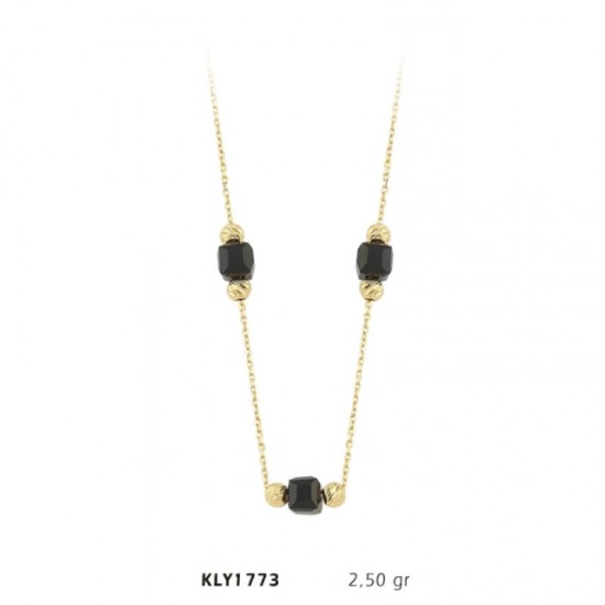 14 Ayar Altın Oniks Talşlı Kolye KLY1773