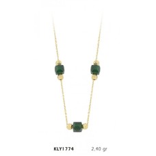 14 Ayar Altın Yeşil Taşlı Kolye KLY1774