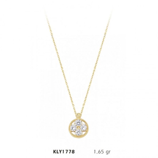 14 Ayar Altın Dört Taş Kolye KLY1778