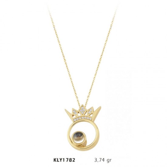 14 Ayar Altın Kral Tacı Kolye KLY1782
