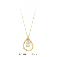 14 Ayar Altın Boncuk Süslemeli Taşlı Kolye KLY1804