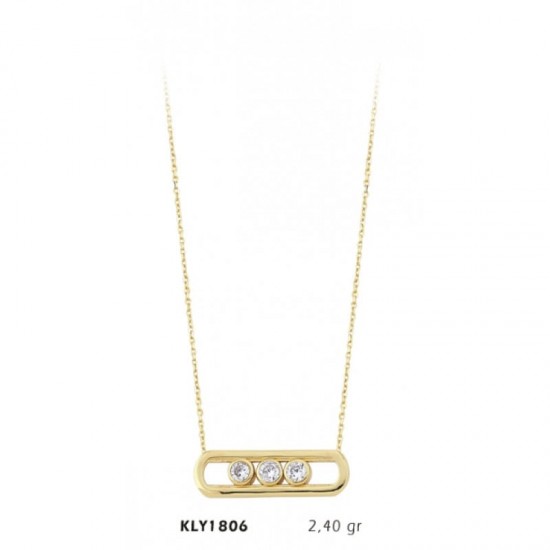 14 Ayar Altın Üçtaş Kolye KLY1806