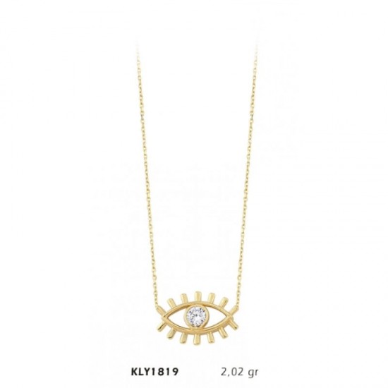 14 Ayar Altın Tektaş Göz Kolye KLY1819