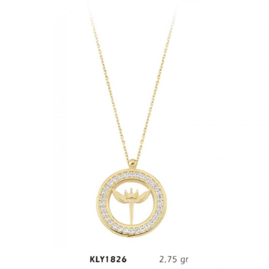 14 Ayar Altın Kılıçlı Halka Kolye KLY1826