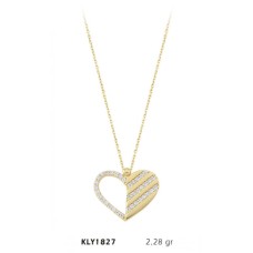 14 Ayar Altın Taşlı Kalp Kolye KLY1827