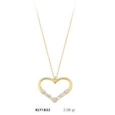 14 Ayar Altın Taşlı Kalp Kolye KLY1832