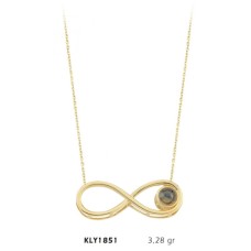 14 Ayar Altın 100 Dilde Seni Seviyorum Taşlı Sonsuzluk Kolye KLY1851