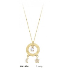 14 Ayar Altın Ay Yıldız ve Tektaş Kolye KLY1856