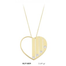 14 Ayar Altın Dörttaşlı Kalp Kolye KLY1859