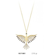 14 Ayar Altın Taşlı Anka Kuşu Kolye KLY1881