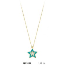14 Ayar Altın Taşlı Yıldız Kolye KLY1882
