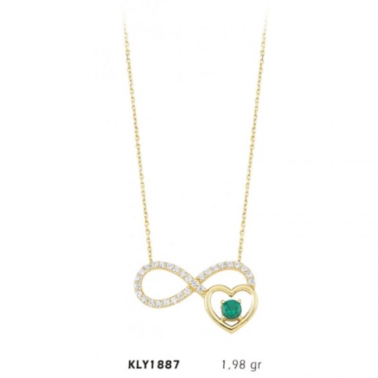 14 Ayar Altın Kalp Sonsuzluk Kolye KLY1887