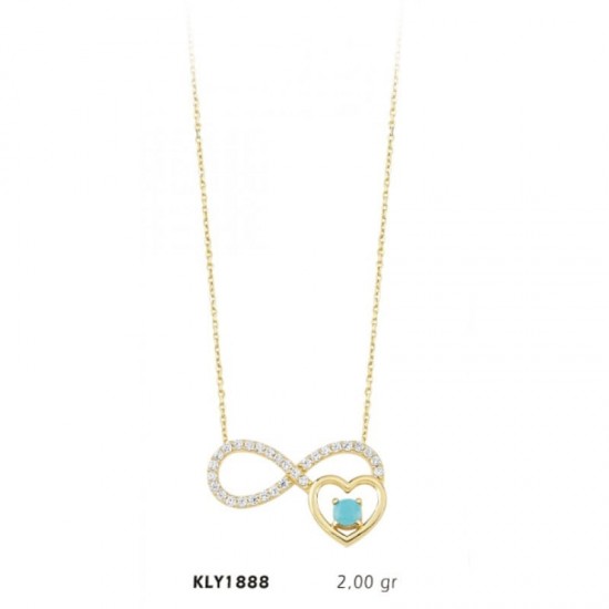 14 Ayar Altın Kalp Sonsuzluk Kolye KLY1888