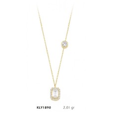14 Ayar Altın Taşlı Baget Kolye KLY1890