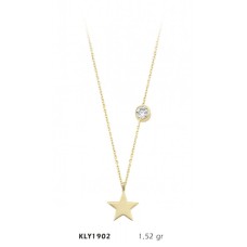 14 Ayar Altın Yıldız Taşlı Kolye KLY1902