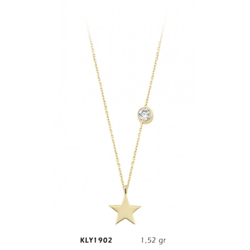 14 Ayar Altın Yıldız Taşlı Kolye KLY1902 14 Ayar Altın Yıldız Taşlı Kolye KLY1902