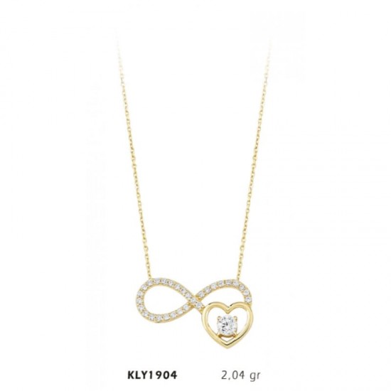 14 Ayar Altın Tektaş Sonsuzluk Kolye KLY1904