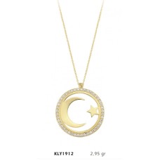 14 Ayar Altın Ay Yıldız Kolye KLY1912