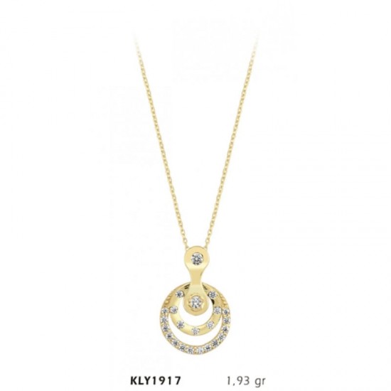 14 Ayar Altın Çift Halka Kolye KLY1917
