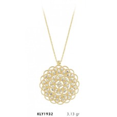 14 Ayar Altın Çift Taşlı Halka Kolye KLY1932